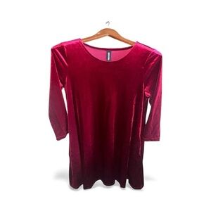 Agnes & Dora Women’s Size Medium Rich Red Long Sleeve Velvet Dress with Pockets